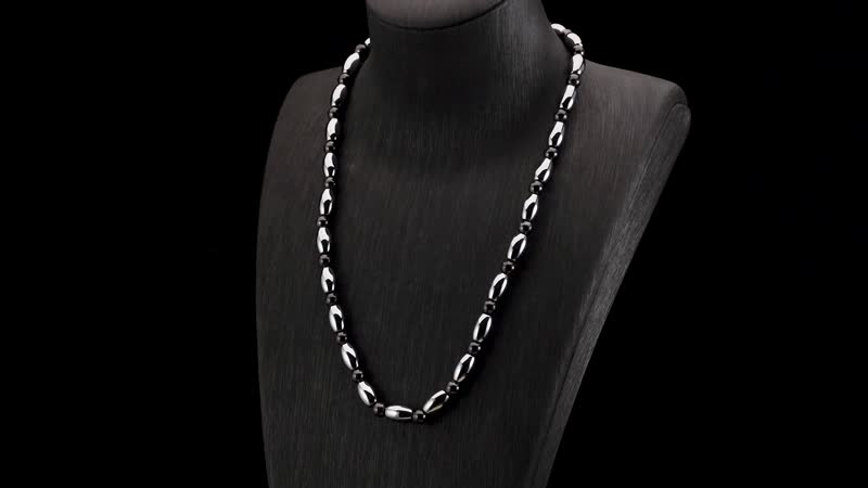 Terahertz and Shungite 155.00 ctw Necklace in Rhodium Over Sterling Silver 20 Inches