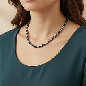 Terahertz and Shungite 155.00 ctw Necklace in Rhodium Over Sterling Silver 20 Inches