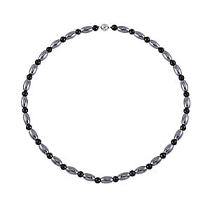 Terahertz and Shungite 155.00 ctw Necklace in Rhodium Over Sterling Silver 20 Inches