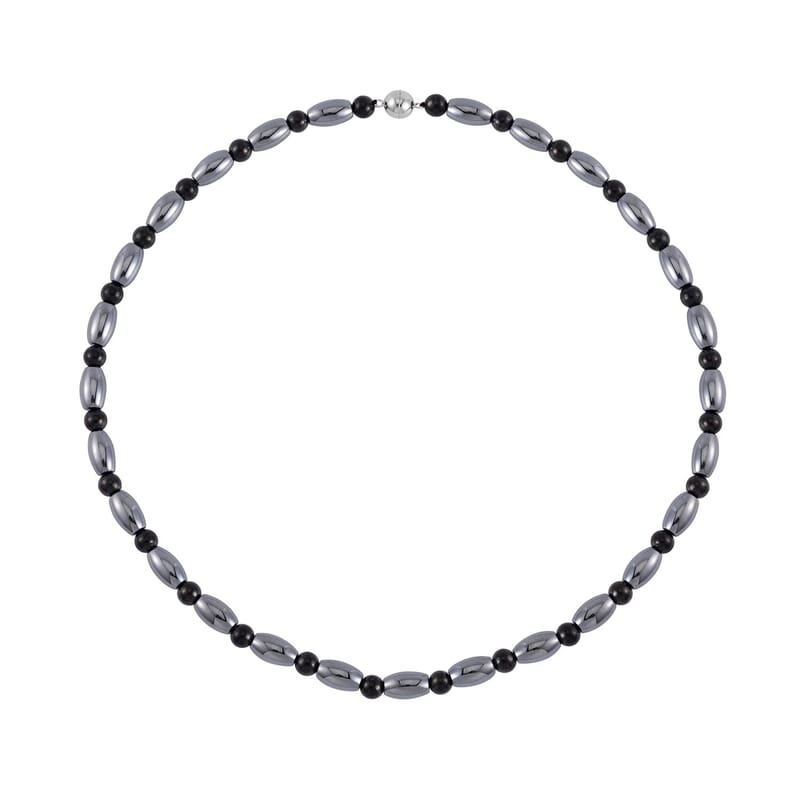 Terahertz and Shungite 155.00 ctw Necklace in Rhodium Over Sterling Silver 20 Inches