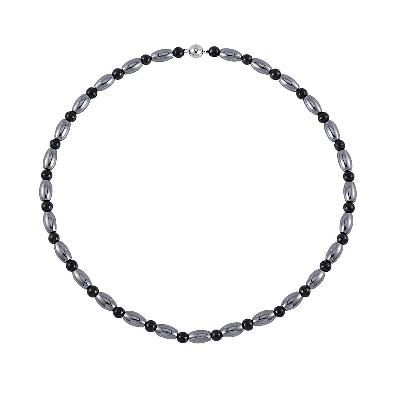 Terahertz and Shungite 155.00 ctw Necklace in Rhodium Over Sterling Silver 20 Inches