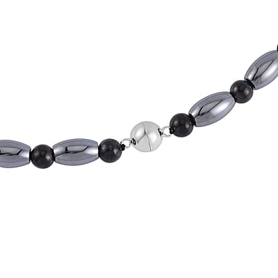 Terahertz and Shungite 155.00 ctw Necklace in Rhodium Over Sterling Silver 20 Inches