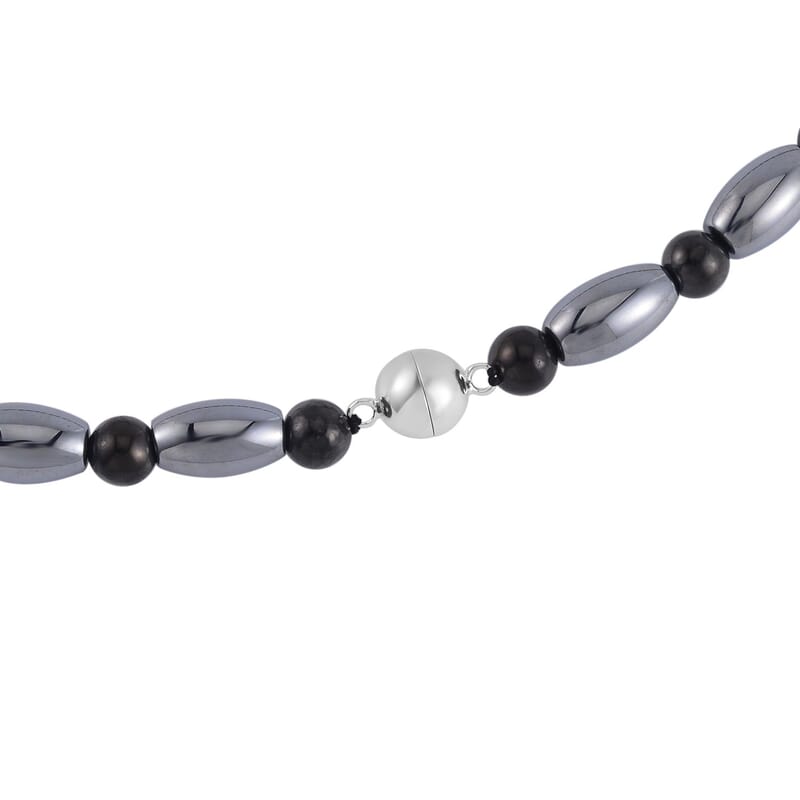 Terahertz and Shungite 155.00 ctw Necklace in Rhodium Over Sterling Silver 20 Inches
