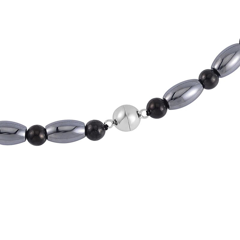 Terahertz and Shungite 155.00 ctw Necklace in Rhodium Over Sterling Silver 20 Inches