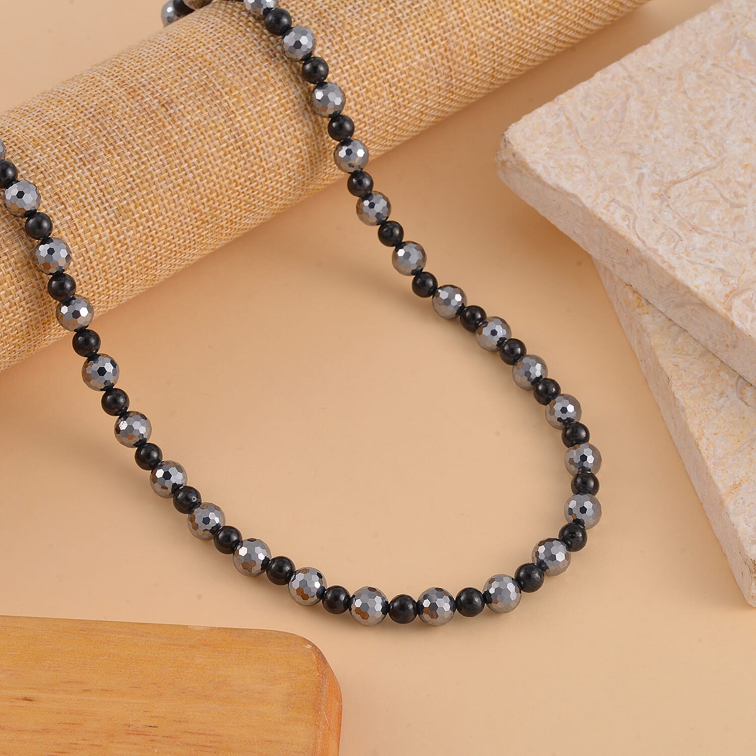 Terahertz, Shungite Necklace 20 Inches in Silvertone 162.50 ctw
