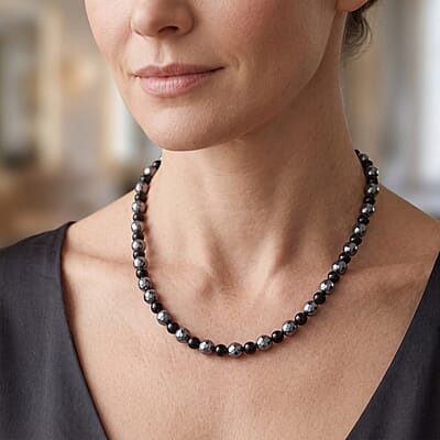 Terahertz, Shungite Necklace 20 Inches in Silvertone 162.50 ctw