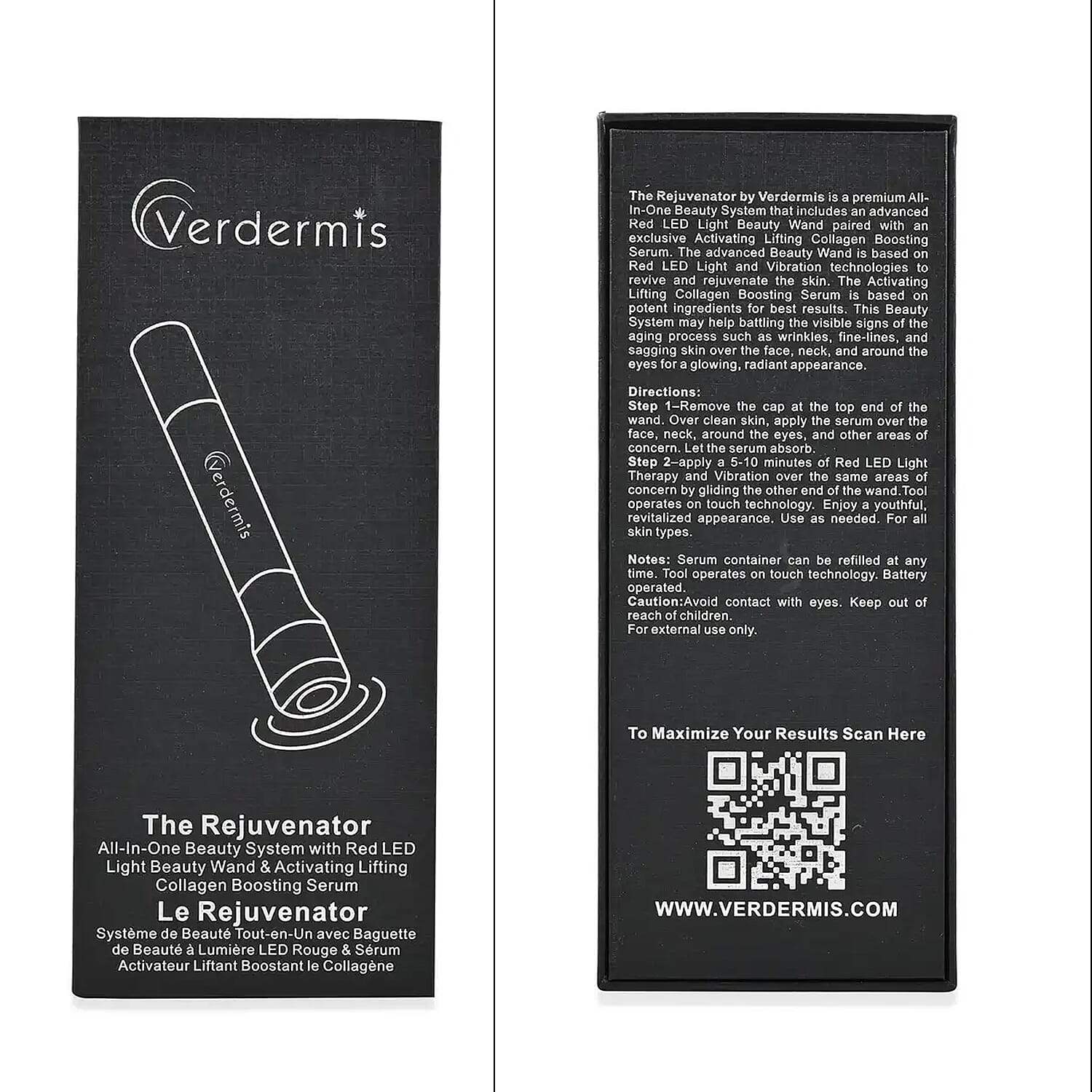 Verdermis Rejuvenator LED Beauty Wand & Lifting Collagen Serum System with BONUS Refill Collagen Serum