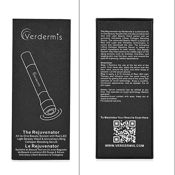 Verdermis Rejuvenator LED Beauty Wand & Lifting Collagen Serum System with BONUS Refill Collagen Serum