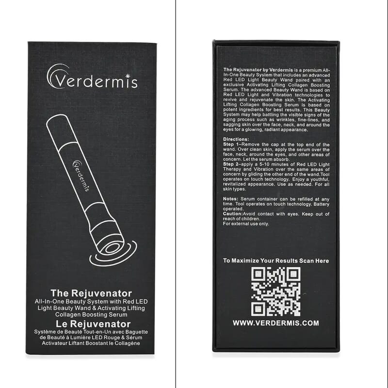Verdermis Rejuvenator LED Beauty Wand & Lifting Collagen Serum System with BONUS Refill Collagen Serum