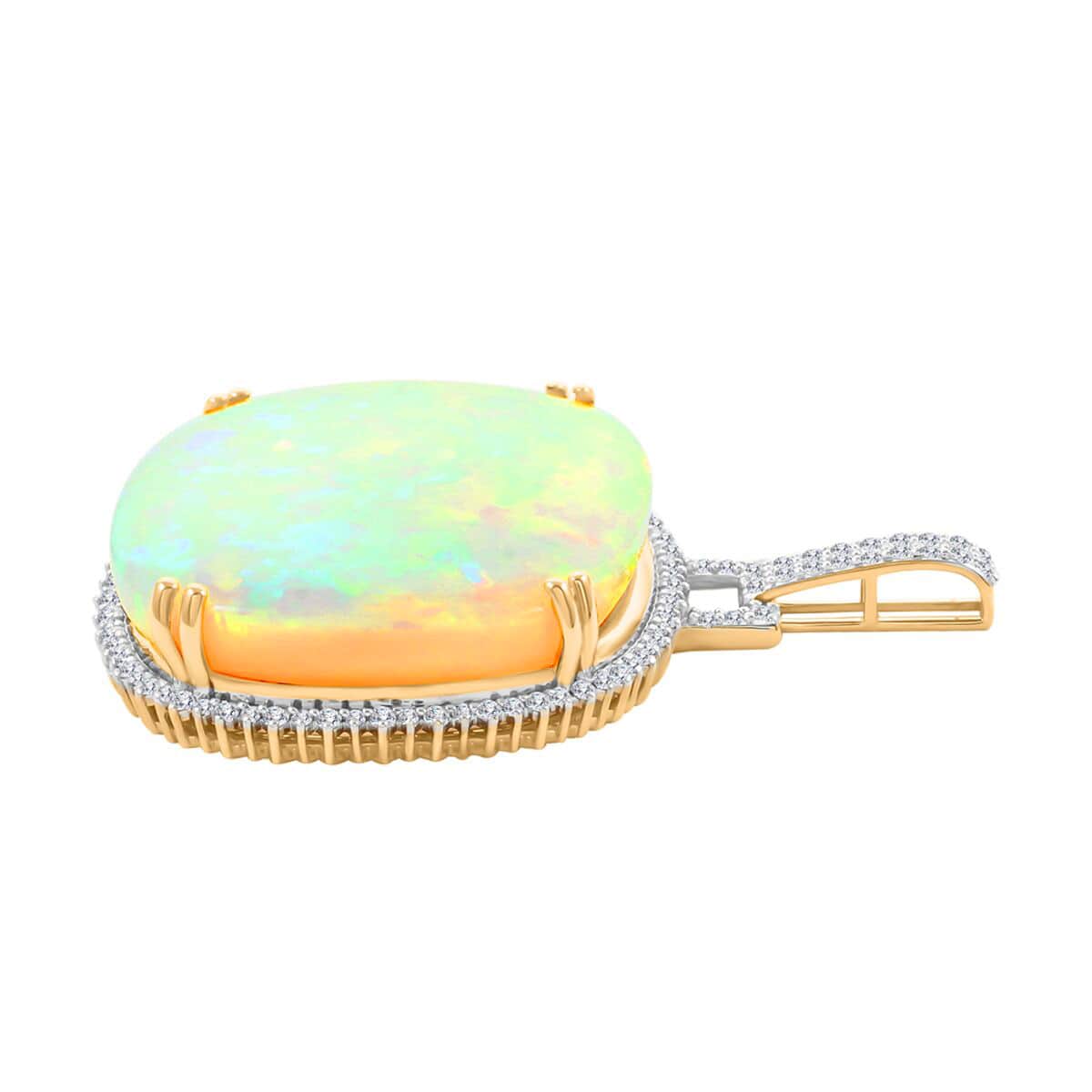 Luxoro 14K Yellow Gold AAAA Ethiopian Welo Opal and G-H I2 Diamond Pendant 13.80 Grams 75.35 ctw image number 3