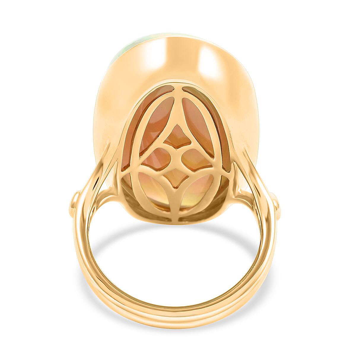 Luxoro 14K Yellow Gold AAAA Ethiopian Welo Opal and G-H I2 Diamond Accent Ring (Size 7.0) 9.70 Grams 24.00 ctw