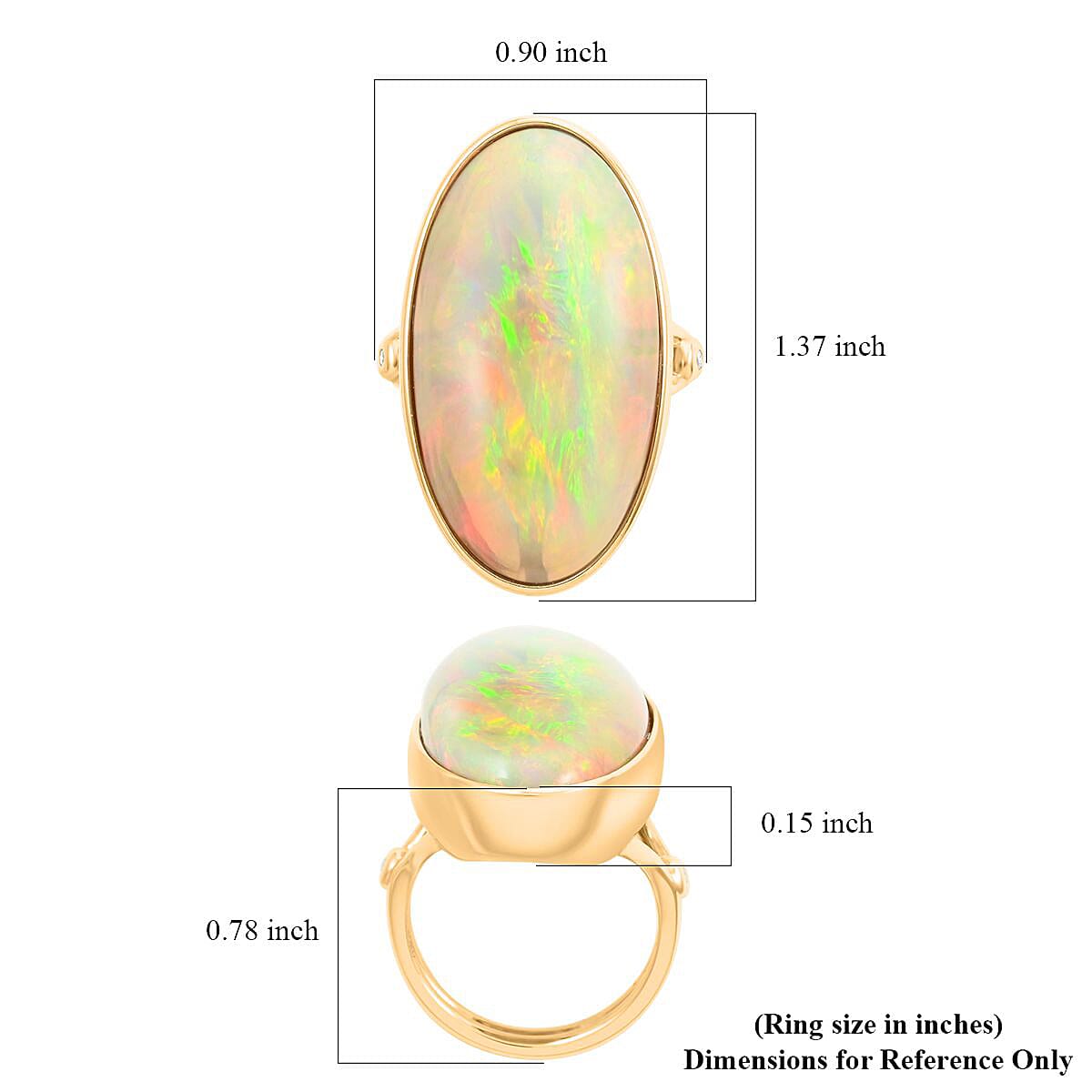 Luxoro 14K Yellow Gold AAAA Ethiopian Welo Opal and G-H I2 Diamond Accent Ring (Size 7.0) 9.70 Grams 24.00 ctw