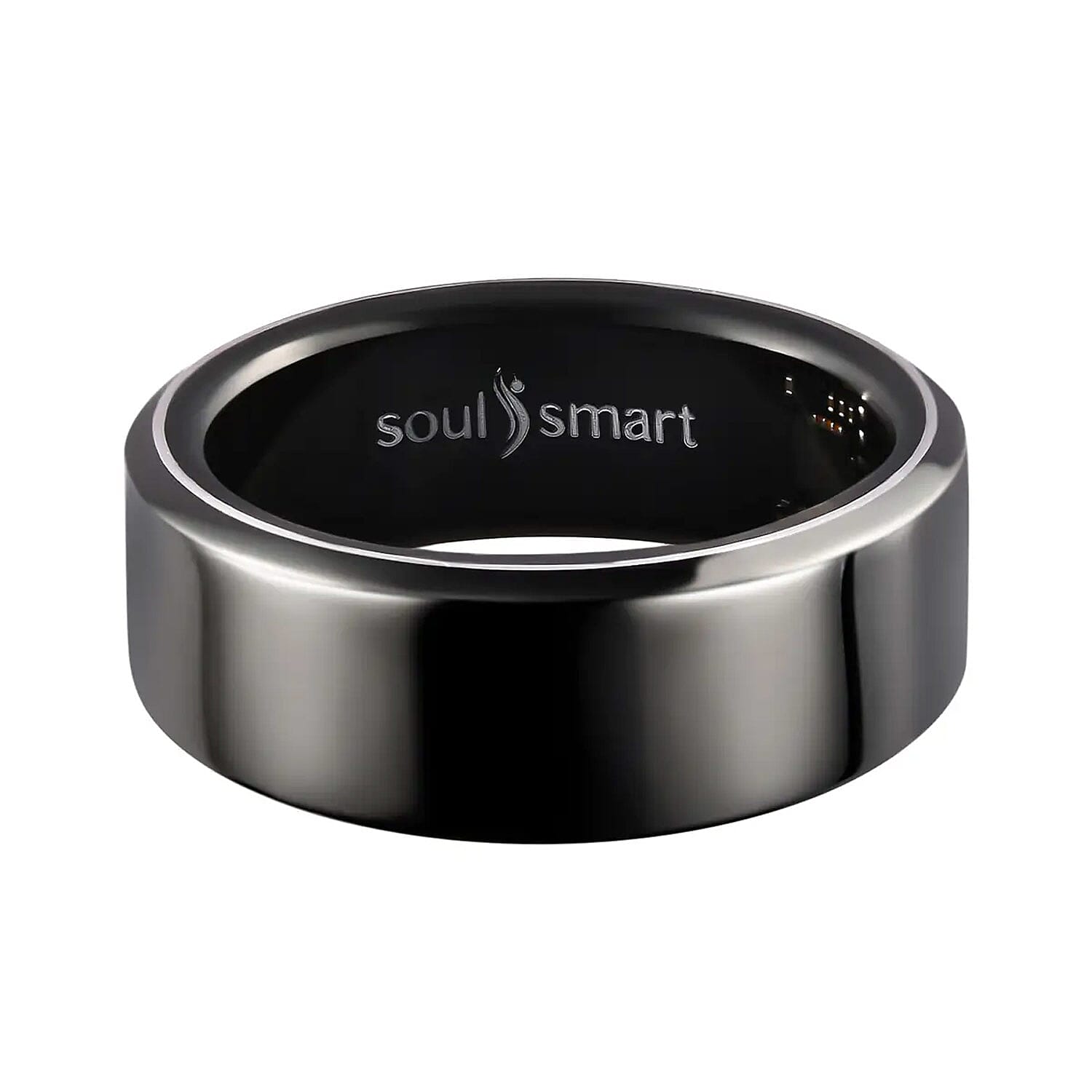 Soulsmart Multifunctional Health Tracker Smart Ring (Size 7.0) in ION Plated Black Stainless Steel (Compatible with Android 5.0+ & Apple IOS 10.0+ Systems)