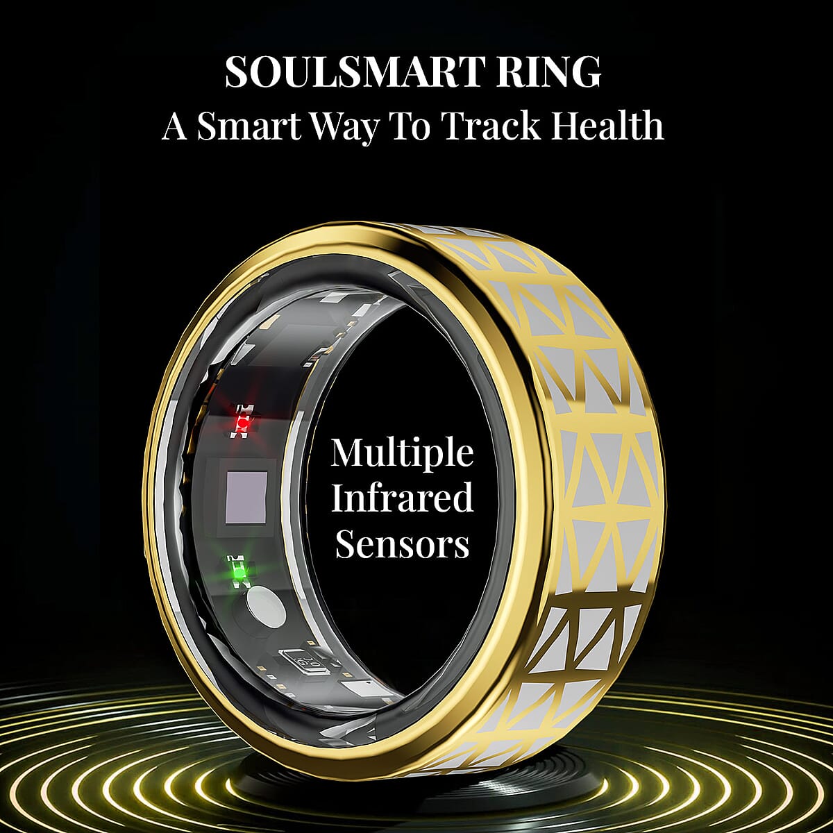 Soulsmart Multifunctional Health Tracker Smart Ring (Size 10.0) in ION Plated YG Stainless Steel (Compatible with Android 5.0+ & Apple IOS 10.0+ Systems) image number 1