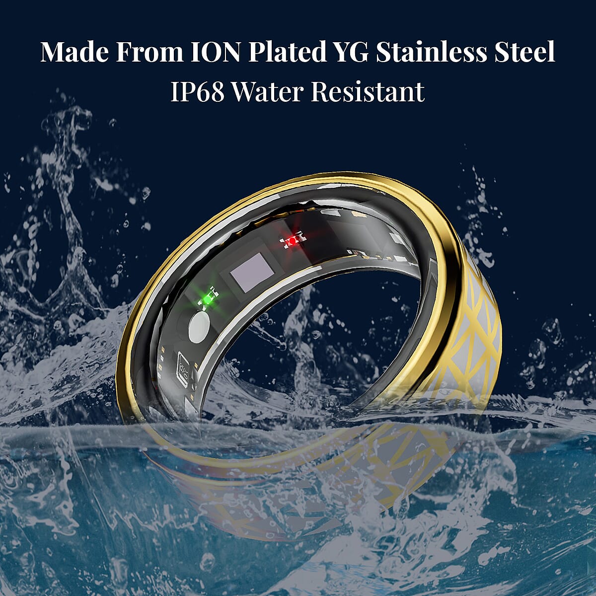 Soulsmart Multifunctional Health Tracker Smart Ring (Size 10.0) in ION Plated YG Stainless Steel (Compatible with Android 5.0+ & Apple IOS 10.0+ Systems) image number 6