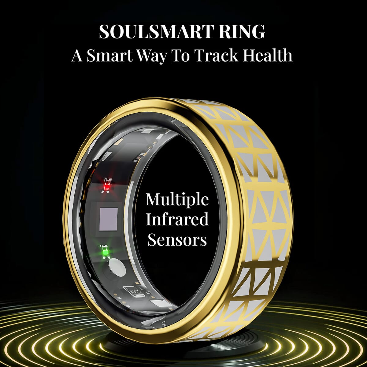 Soulsmart Multifunctional Health Tracker Smart Ring (Size 7.0) in ION Plated YG Stainless Steel (Compatible with Android 5.0+ & Apple IOS 10.0+ Systems) image number 1