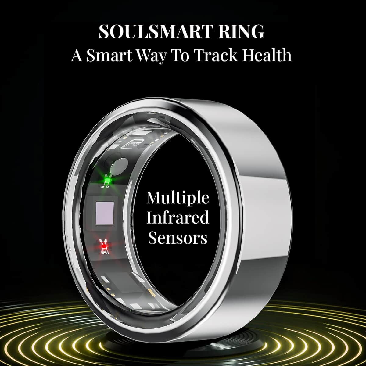 Soulsmart Multifunctional Health Tracker Smart Ring (Size 9.0) in Stainless Steel (Compatible with Android 5.0+ & Apple IOS 10.0+ Systems) image number 1