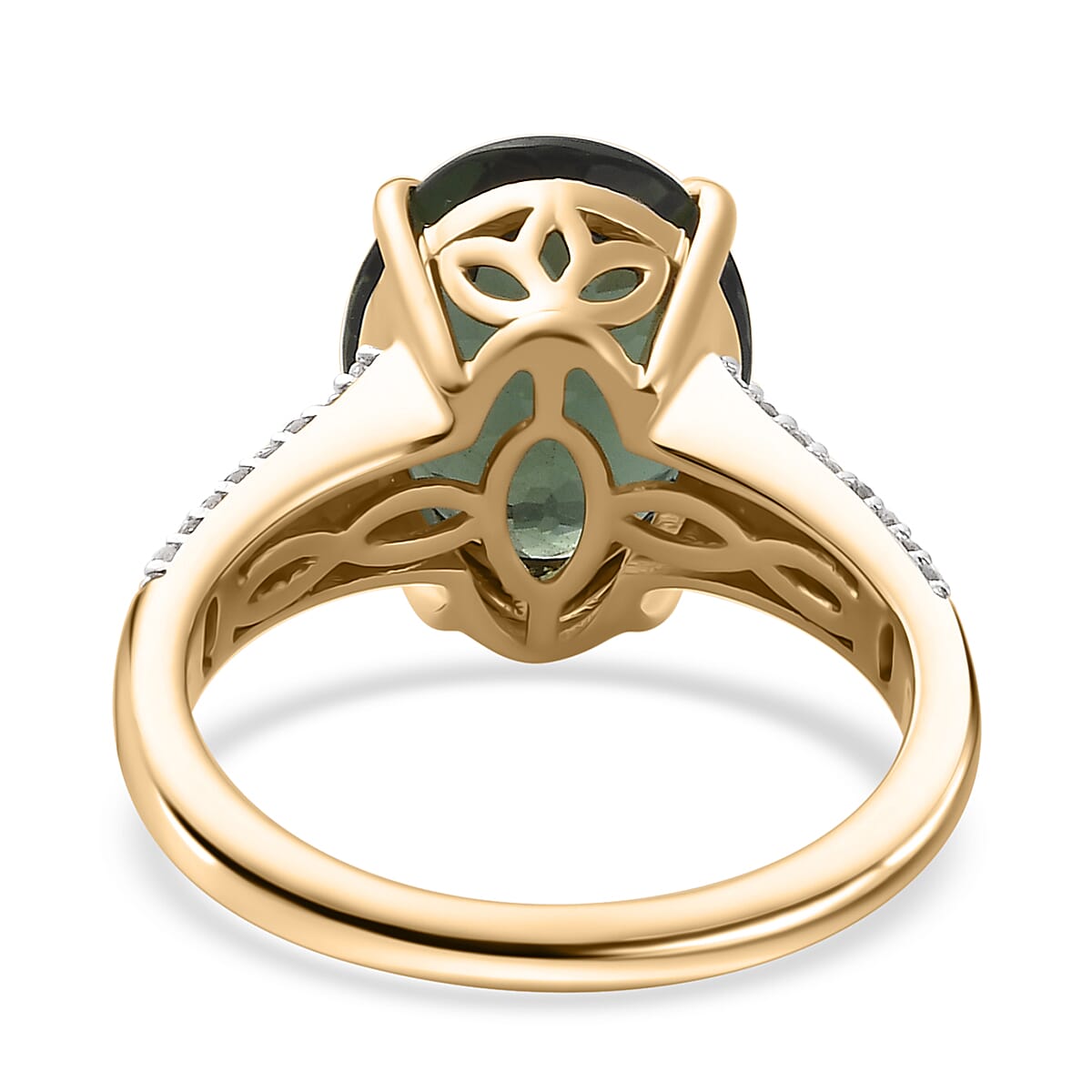 Luxoro 10K Yellow Gold AAA Tanzanian Natural Green Apatite and Diamond Ring (Size 10.0) 5.10 ctw