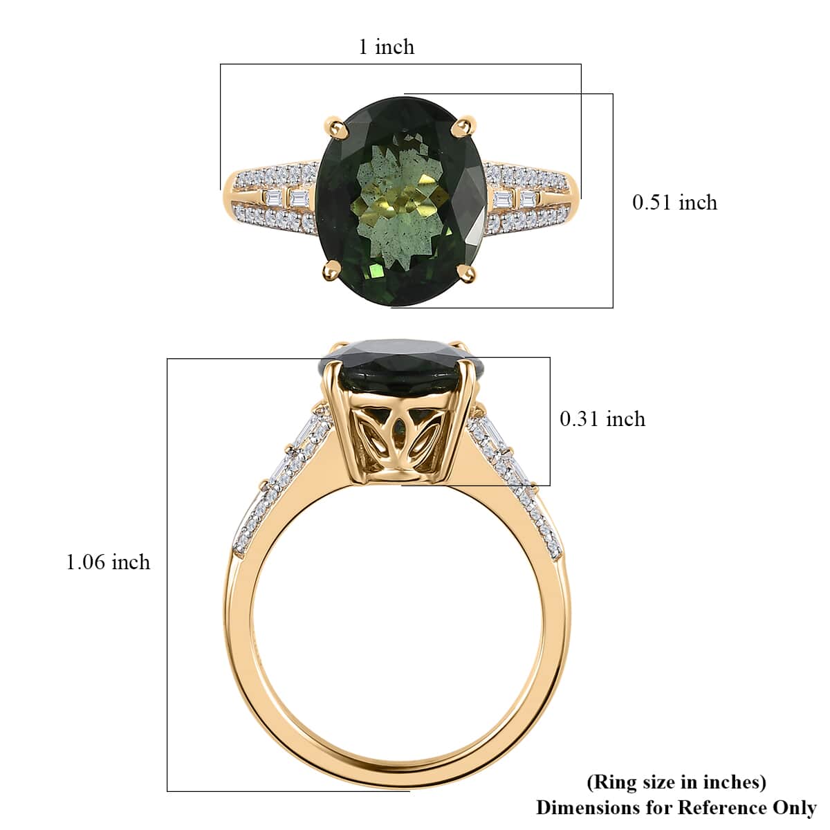 Luxoro 10K Yellow Gold AAA Tanzanian Natural Green Apatite and Diamond Ring (Size 7.0) 5.10 ctw image number 5