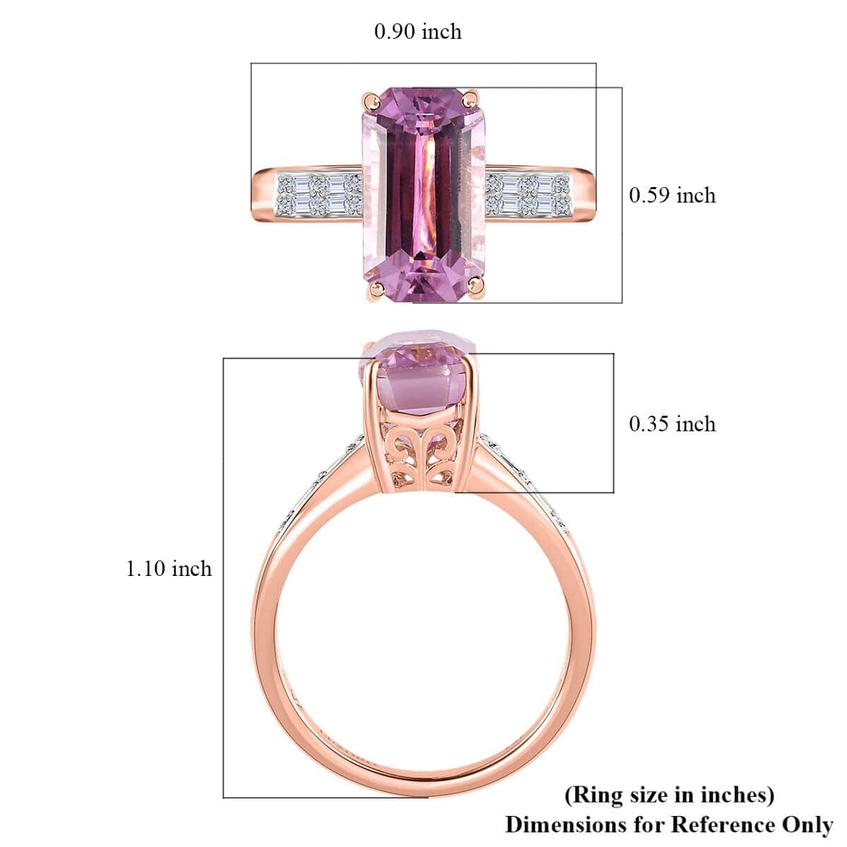 Luxoro 14K Rose Gold AAA Patroke Kunzite and G-H I2 Diamond Ring (Size 5.5) 7.35 ctw image number 5
