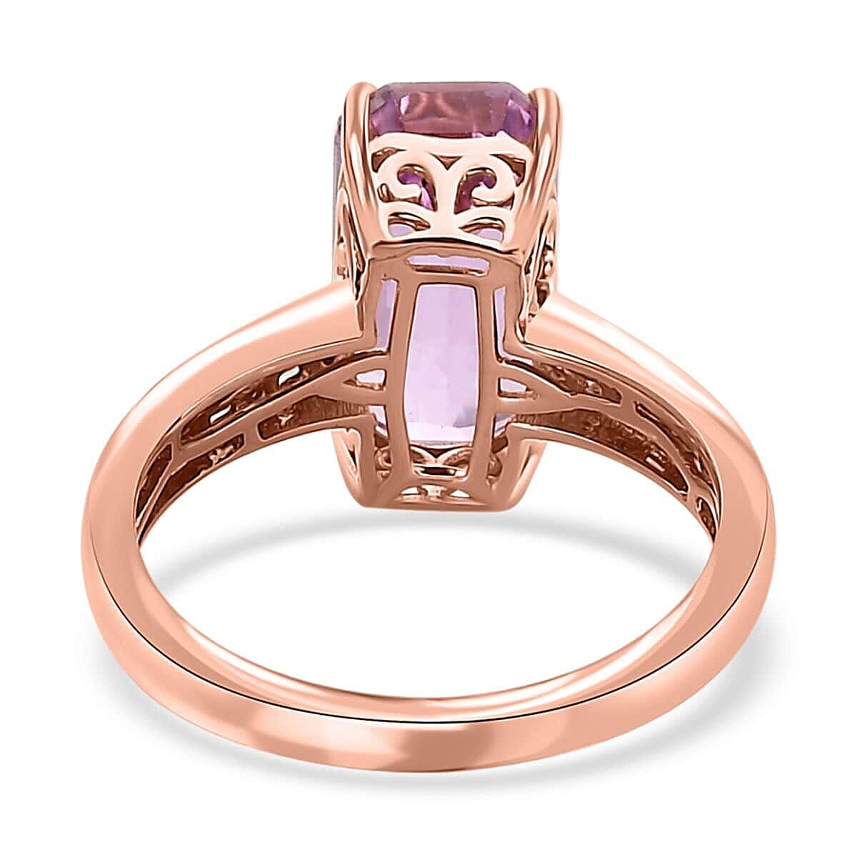 Luxoro 14K Rose Gold AAA Patroke Kunzite and G-H I2 Diamond Ring (Size 6.5) 7.35 ctw image number 4