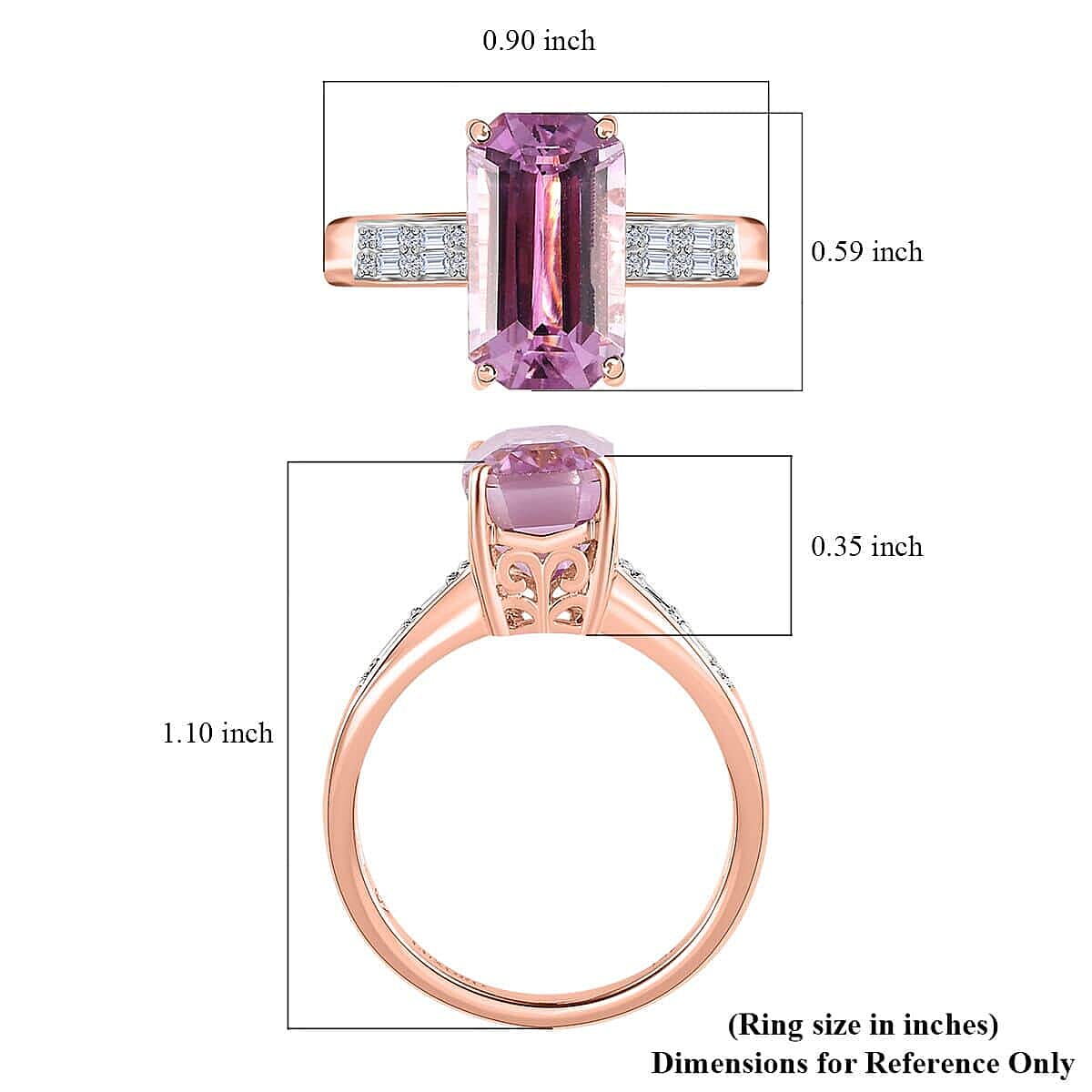 Luxoro 14K Rose Gold AAA Patroke Kunzite and G-H I2 Diamond Ring (Size 6.5) 7.35 ctw image number 5