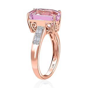 Luxoro 14K Rose Gold AAA Patroke Kunzite and G-H I2 Diamond Ring (Size 8.5) 7.35 ctw