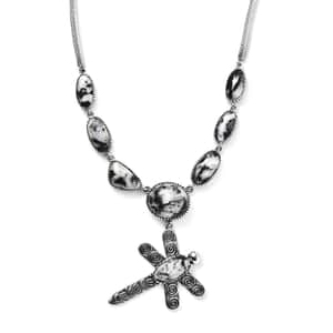 Artisan Crafted White Buffalo 31.50 ctw Dragonfly Necklace 18-20 Inches in Sterling Silver