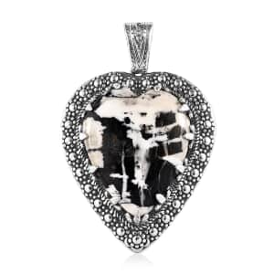 Artisan Crafted White Buffalo Heart Shape Pendant in Sterling Silver 41.85 ctw