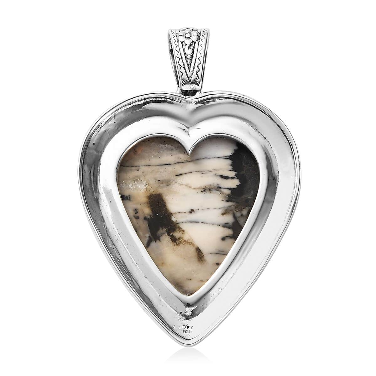 Artisan Crafted White Buffalo Heart Shape Pendant in Sterling Silver 41.85 ctw image number 4