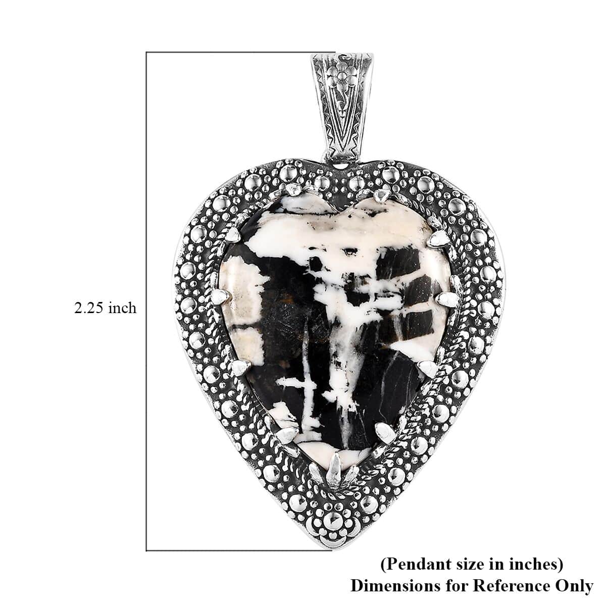 Artisan Crafted White Buffalo Heart Shape Pendant in Sterling Silver 41.85 ctw image number 5