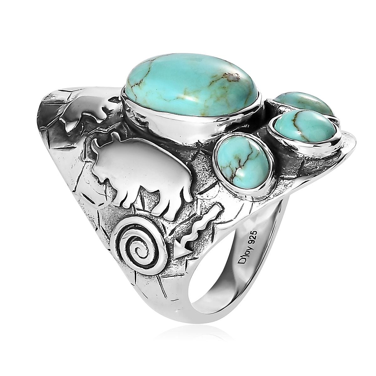 Artisan Crafted Blue Moon Turquoise Ring in Sterling Silver (Size 7.0) 5.40 ctw image number 3