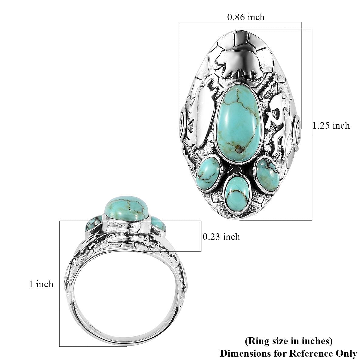 Artisan Crafted Blue Moon Turquoise Ring in Sterling Silver (Size 7.0) 5.40 ctw image number 5