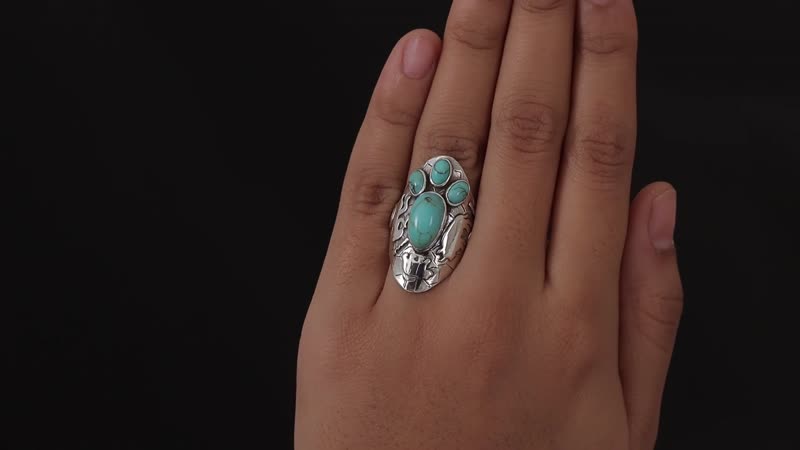 Artisan Crafted Blue Moon Turquoise Ring in Sterling Silver (Size 7.0) 5.40 ctw