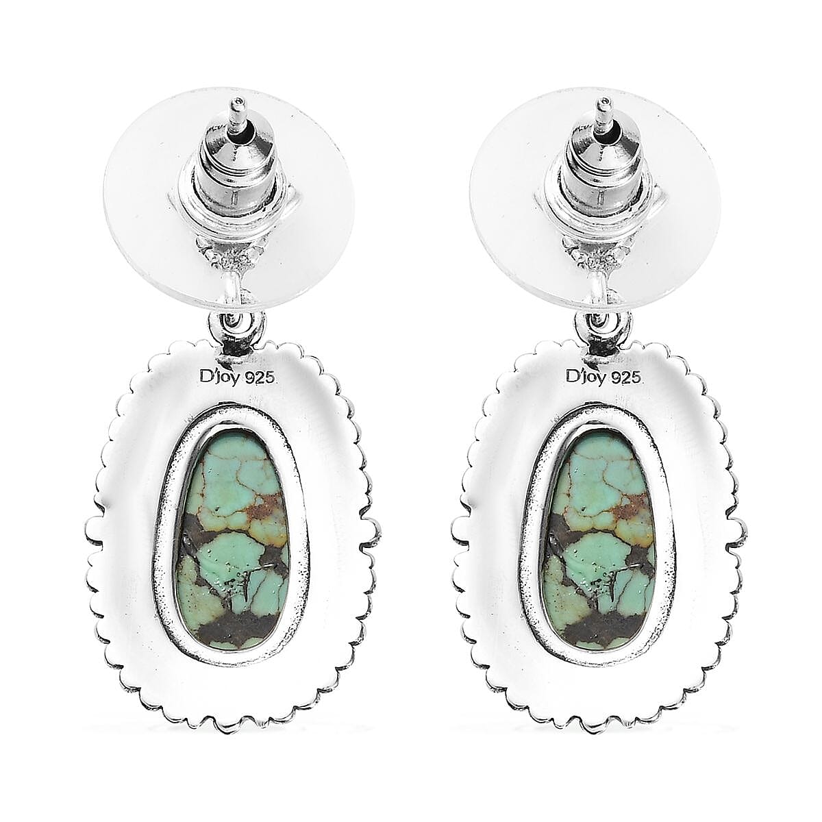 Artisan Crafted Blue Moon Turquoise Earrings in Sterling Silver 5.10 ctw
