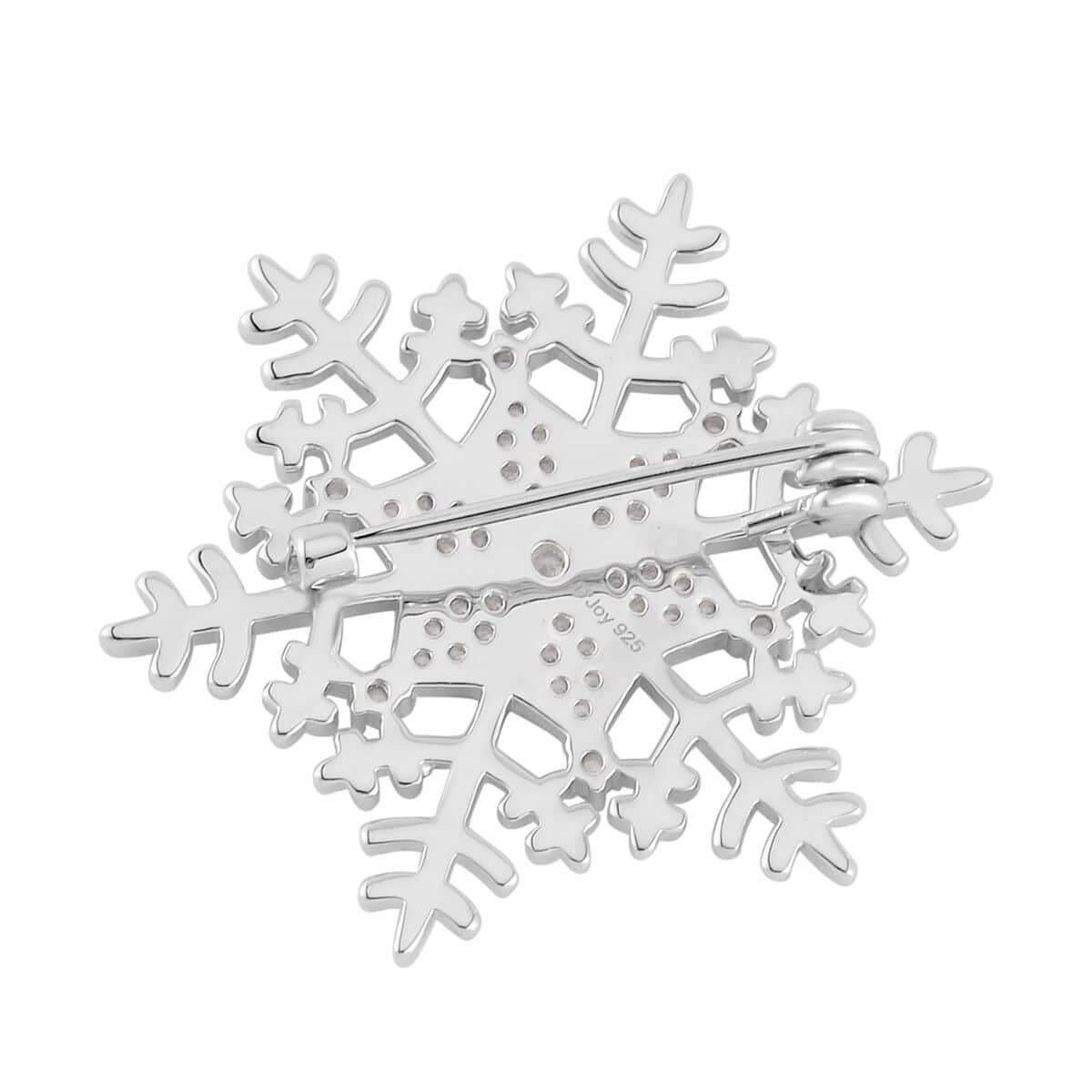 Simulated Diamond Snowflake Brooch in Rhodium Over Sterling Silver 0.75 ctw image number 3