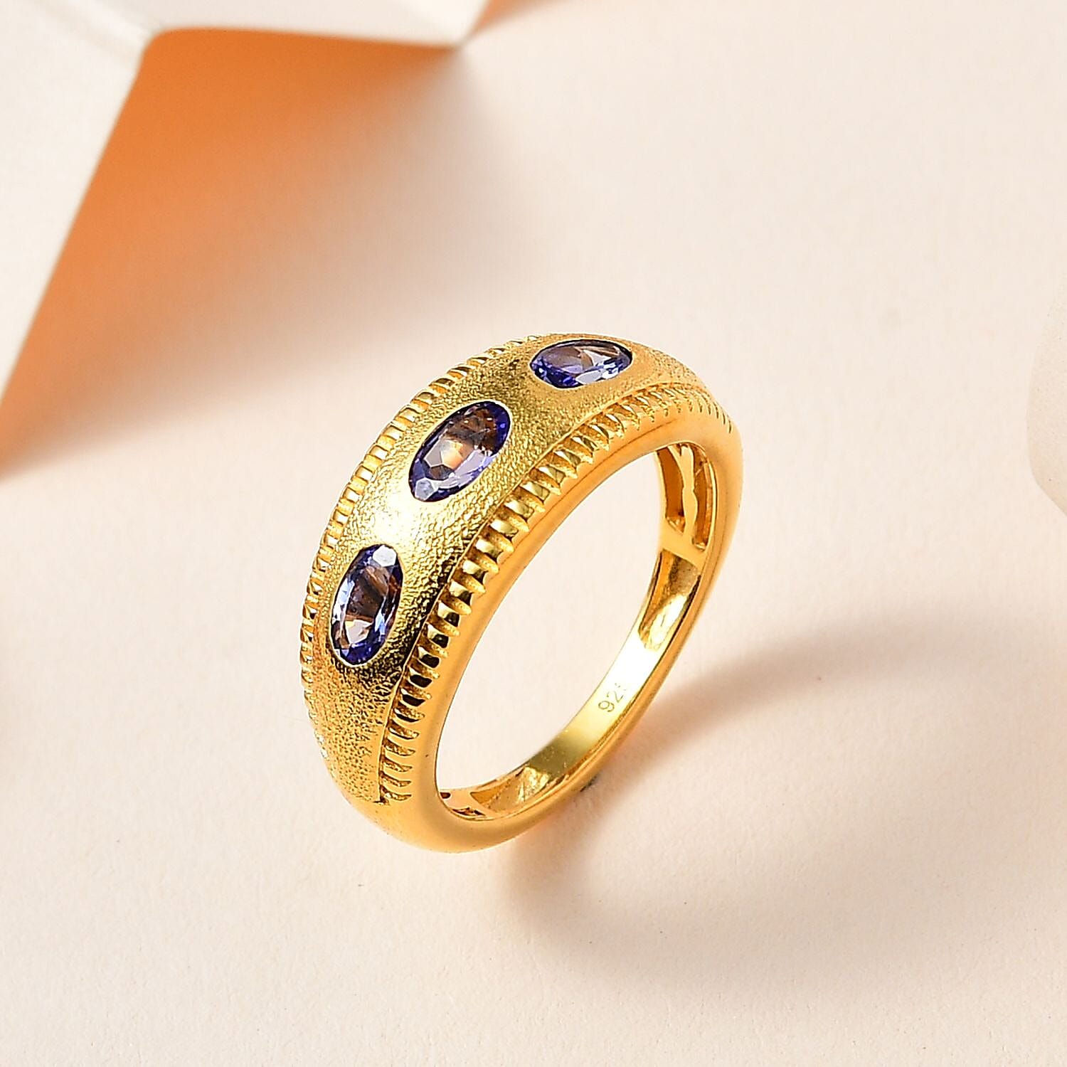 Tanzanite 0.75 ctw Ring in Vermeil YG Over Sterling Silver (Size 5.5)