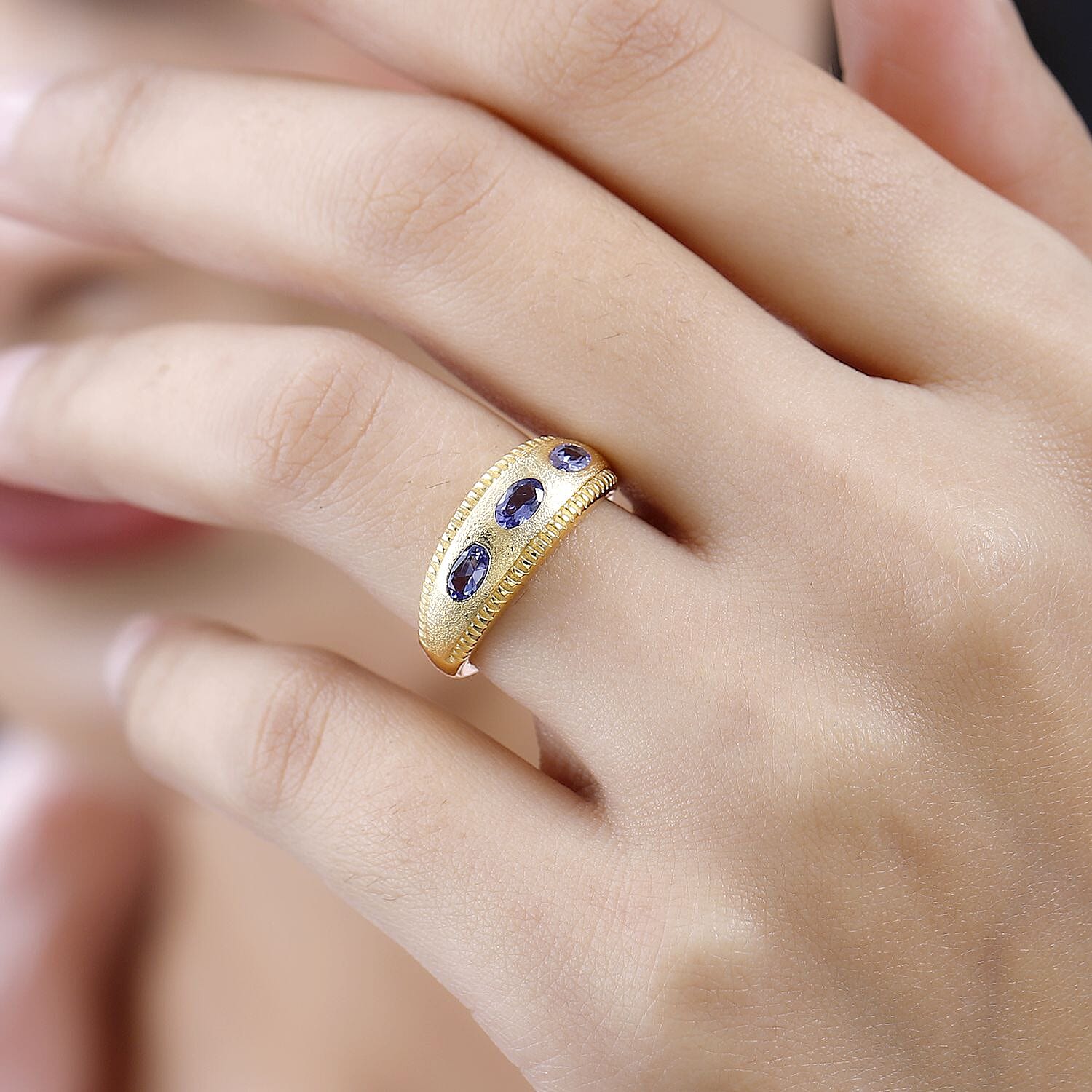 Tanzanite 0.75 ctw Ring in Vermeil YG Over Sterling Silver (Size 5.5)