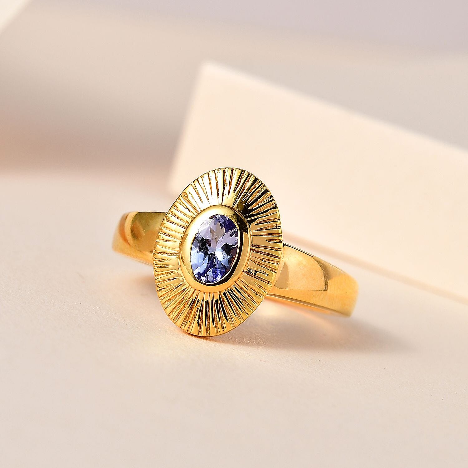 Tanzanite 0.50 ctw Ring in Vermeil YG Over Sterling Silver (Size 11.5)