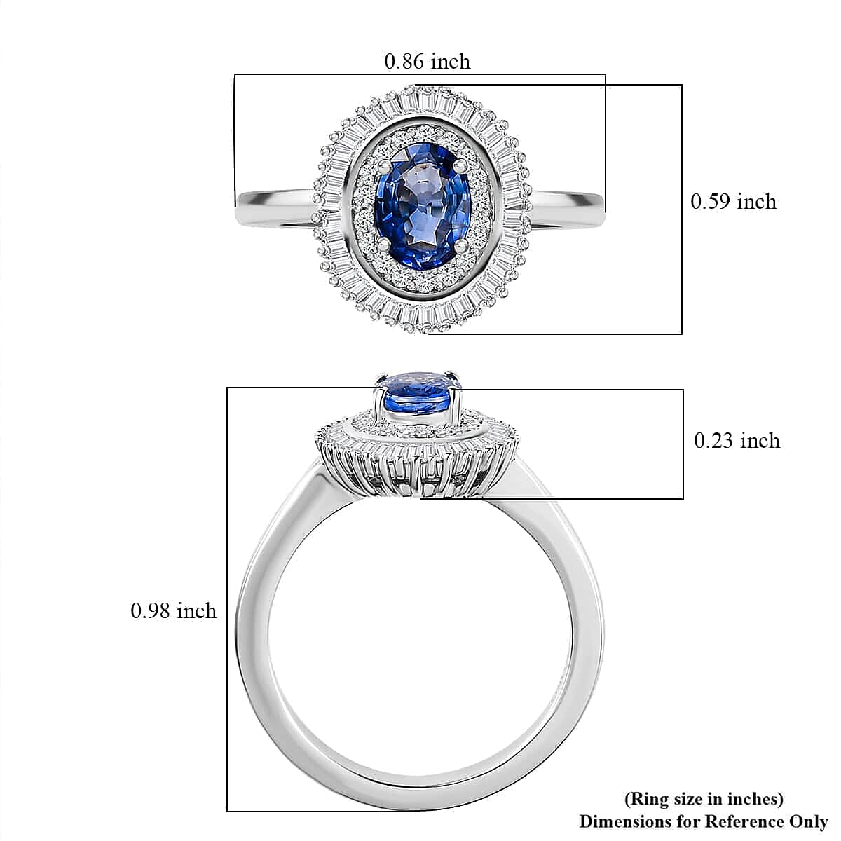 Luxoro 10K White Gold Premium Ceylon Blue Sapphire and Diamond Double Halo Ring (Size 5.5) 1.35 ctw image number 5