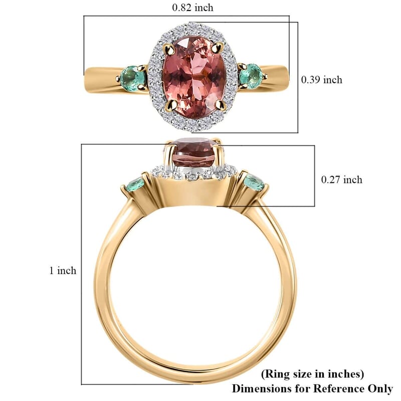 Luxoro 10K Rose Gold AAA Blush Tourmaline and Multi Gemstone Halo Ring (Size 5.0) 1.55 ctw