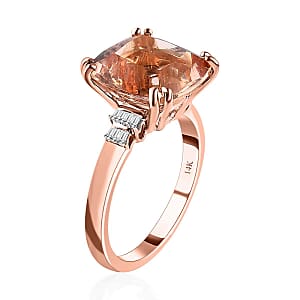 Luxoro AAA Marropino Morganite and G-H I2 Diamond 6.75 ctw Ring in 14K Rose Gold (Size 7.5)