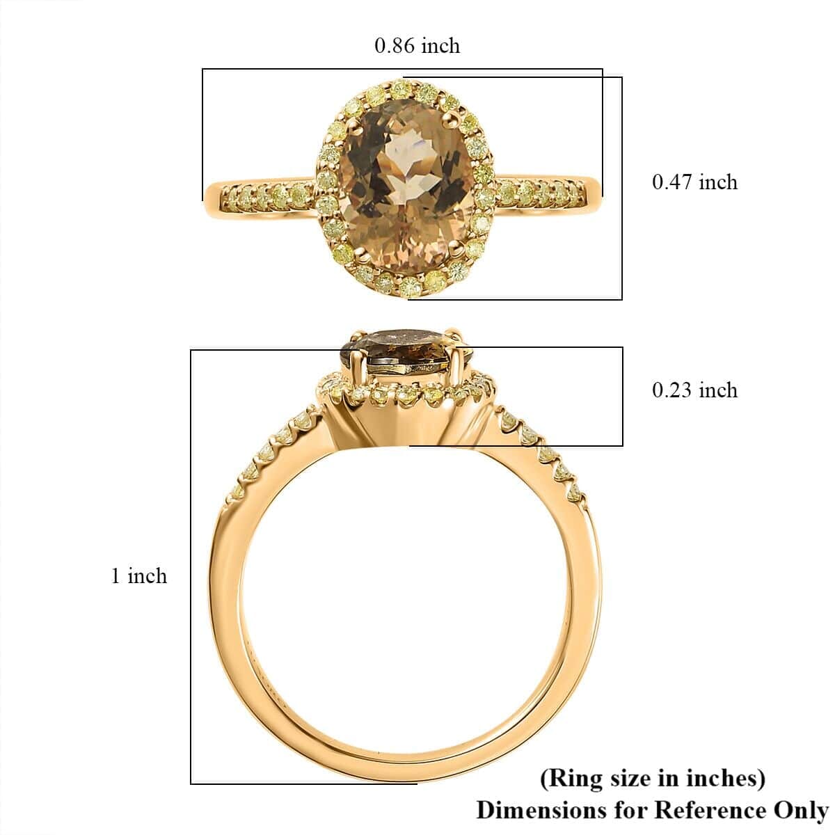 Luxoro 14K Yellow Gold Premium Golden Tanzanite and Natural Yellow Diamond I3 Halo Ring (Size 10.0) 2.25 ctw image number 5