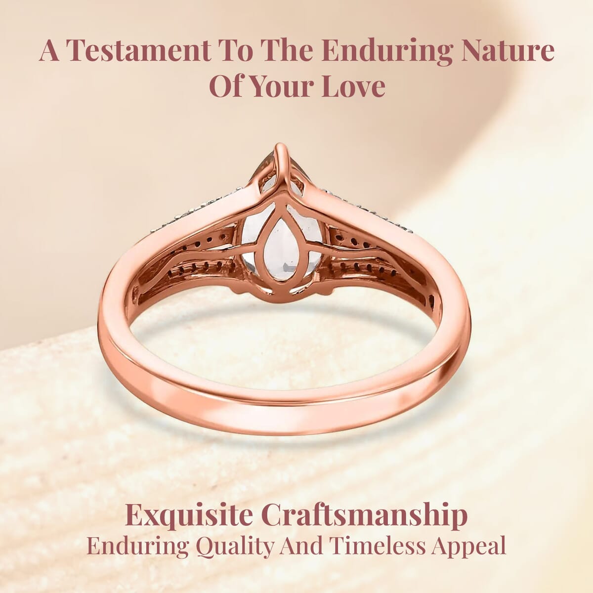 Luxoro 10K Rose Gold Premium Marropino Morganite and Diamond Split Shank Ring (Size 9.5) 1.65 ctw image number 3