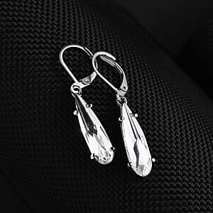 Austrian Crystal Lever Back 6.30 ctw Earrings in Stainless Steel