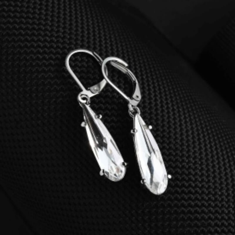 Austrian Crystal Lever Back 6.30 ctw Earrings in Stainless Steel