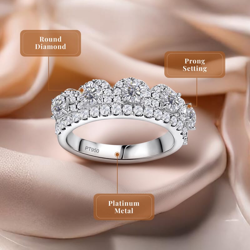 Modani Closeout 950 Platinum Diamond (F, VS1) Crown Ring (Size 7.0) 1.65 ctw