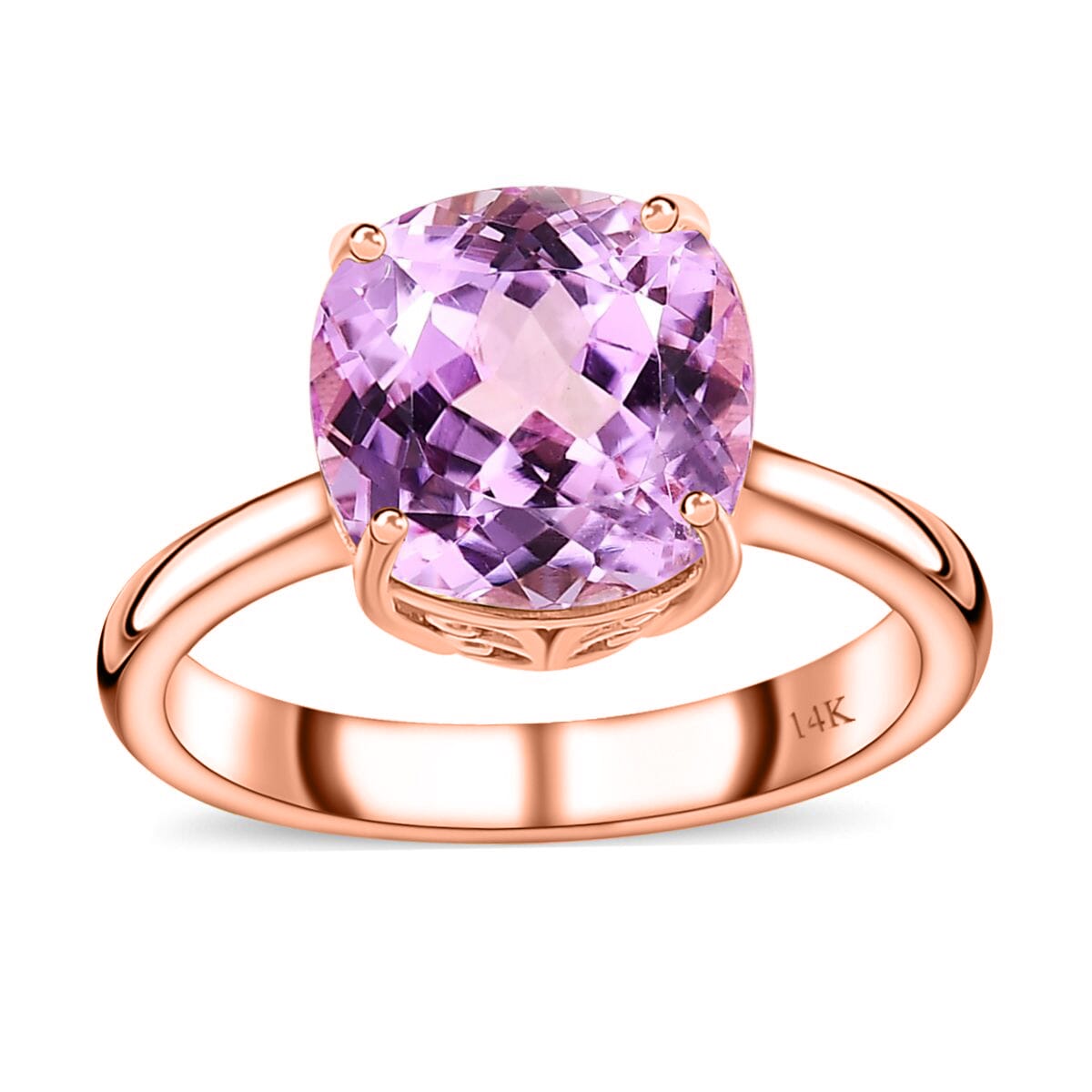 Luxoro 14K Rose Gold AAA Patroke Kunzite Solitaire Ring (Size 7.5) 5.75 ctw image number 0