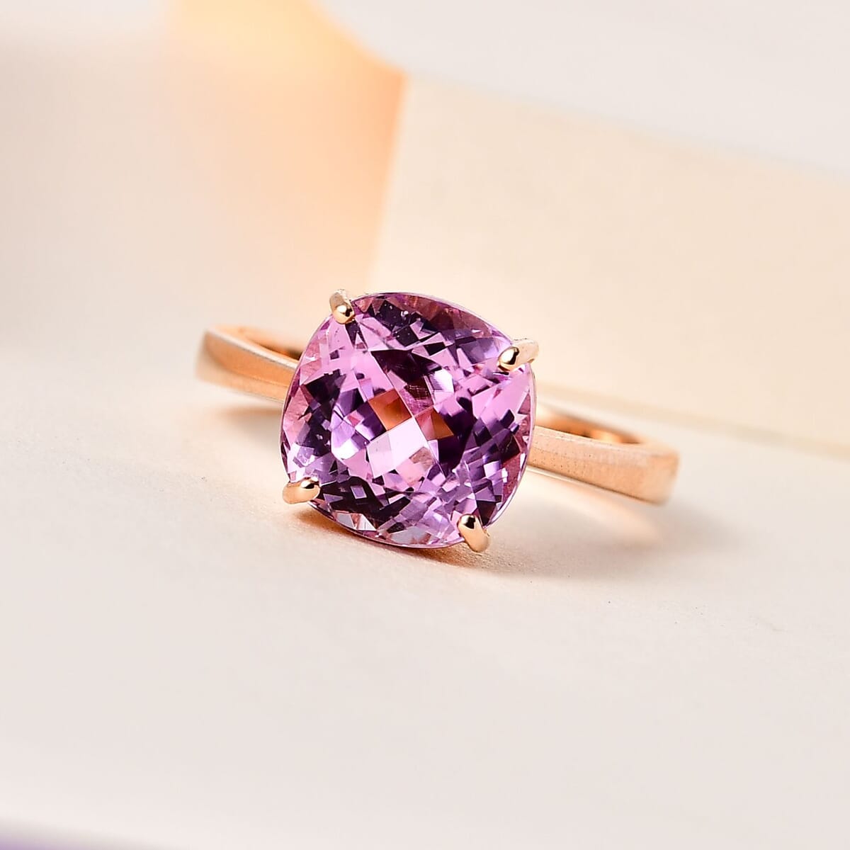 Luxoro 14K Rose Gold AAA Patroke Kunzite Solitaire Ring (Size 7.5) 5.75 ctw image number 1