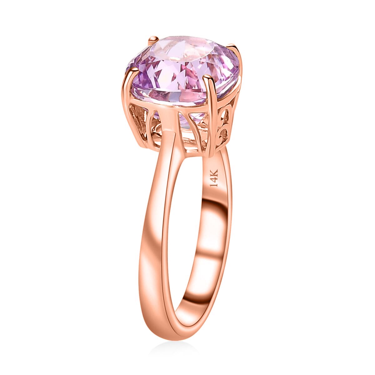 Luxoro 14K Rose Gold AAA Patroke Kunzite Solitaire Ring (Size 7.5) 5.75 ctw image number 3